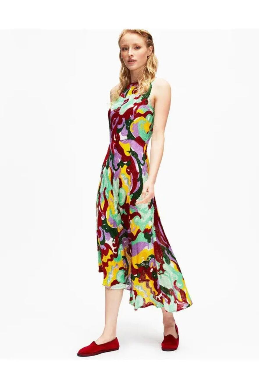 La DoubleJ Sleeveless Pina Meraviglia Devore Midi Dress, XL (true M/L)